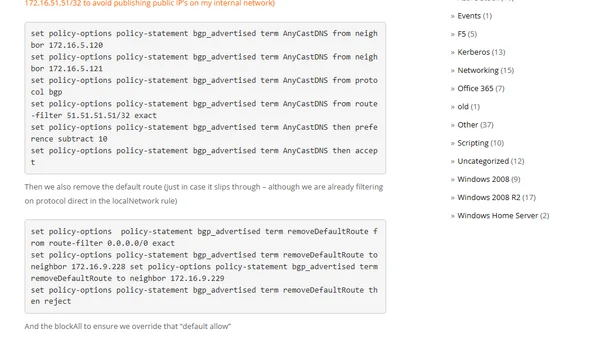 BGP Filters in Juniper