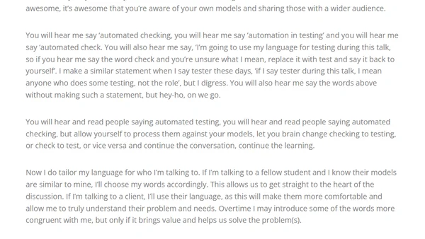 You Say Test I Say Check. On We Go.