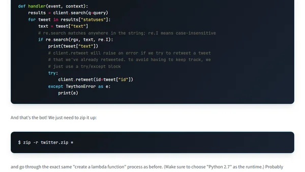 Polyglot Twitter Bot, Part 3: Python 2.7 + AWS Lambda