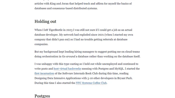 From web developer to database developer in 10 years