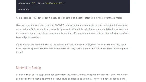 ASP.NET 6.0 Minimal APIs - Why should you care?