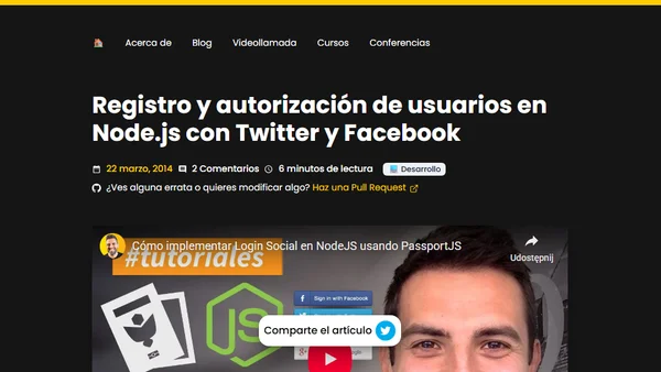 Registro y autorización de usuarios en Node.js con Twitter y Facebook