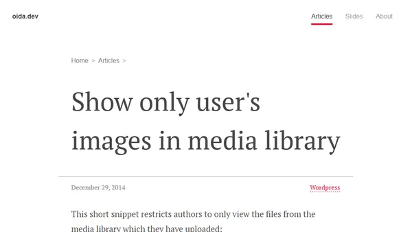 Show only user's images in media library