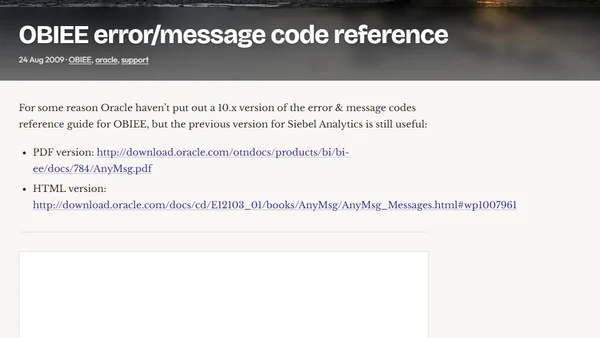 OBIEE error/message code reference