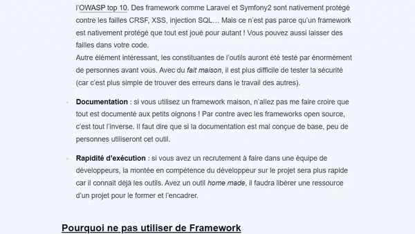 Utilisez un framework PHP