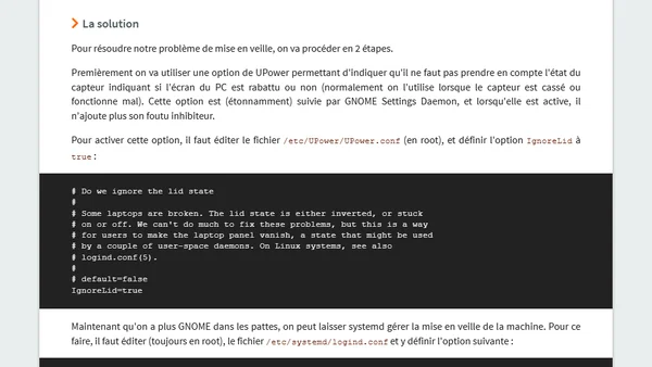 Ubuntu, GNOME : Mon PC refuse de se mettre en veille lorsque je rabats l’écran