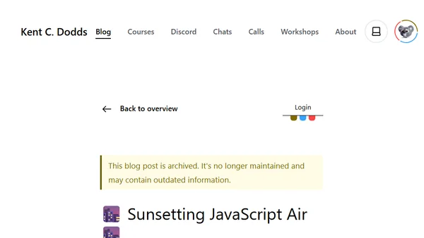 🌆 Sunsetting JavaScript Air 🌆