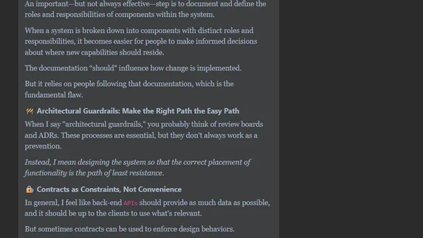 I follow an architecture principle I call The Law of Collective Amnesia