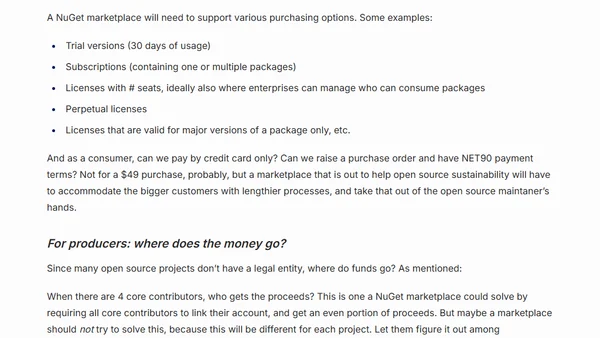 A sustainable NuGet marketplace will have to compete with the NuGet gallery