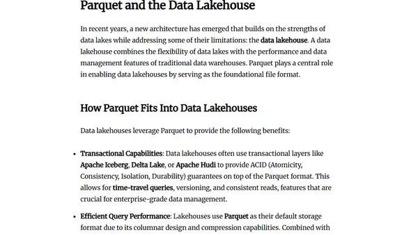All About  Parquet Part 09 - Parquet in Data Lake Architectures