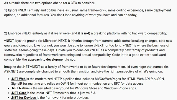 Dear Fellow CTO, I Write to You about vNEXT