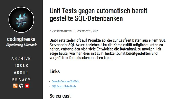 Unit Tests gegen automatisch bereit gestellte SQL-Datenbanken