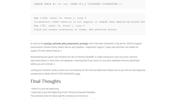 Memory-Optimized TempDB Metadata