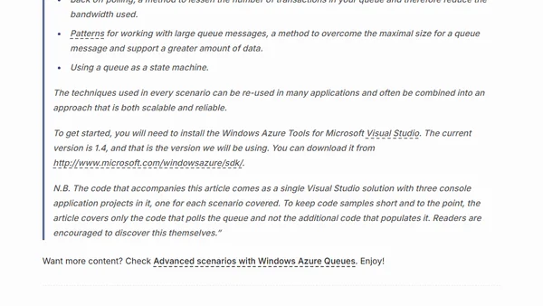 Advanced scenarios with Windows Azure Queues