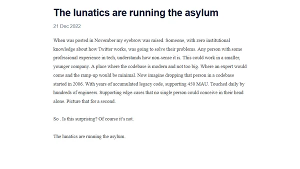 The lunatics are running the asylum