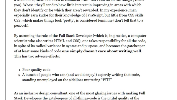 Reluctant Gatekeeping: The Problem With Full Stack