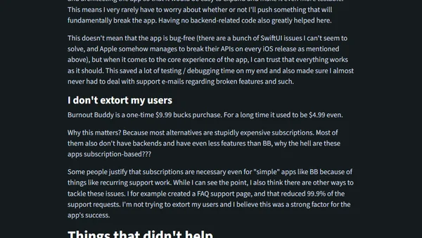 Things that did (and didn't) contribute to Burnout Buddy's success