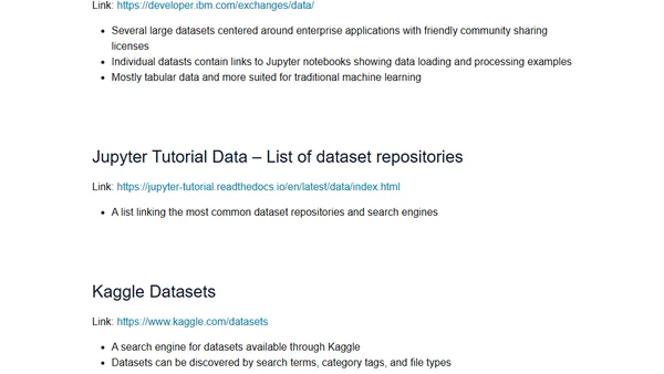 Datasets for Machine Learning and Deep Learning