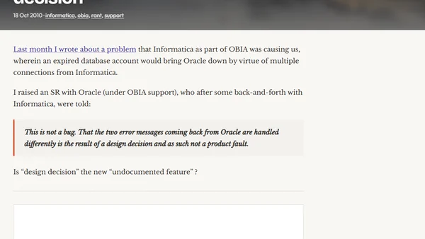 When is a bug not a bug? When it's a "design decision"