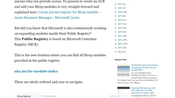 Azure Bicep public registry