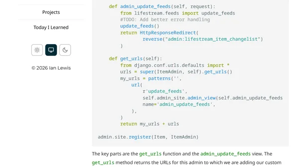 Custom Admin Views and Reversing Django Admin URLs