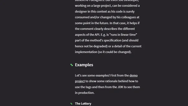 New Javadoc Tags @apiNote, @implSpec, and @implNote