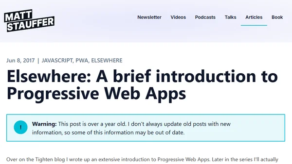 Elsewhere: A brief introduction to Progressive Web Apps