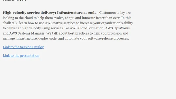 AWS re:Invent 2019 - MGT310