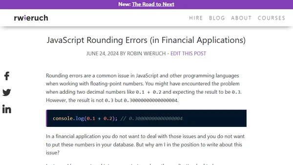 JavaScript Rounding Errors (in Financial Applications)