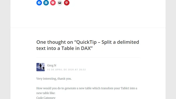 QuickTip – Split a delimited text into a Table in DAX