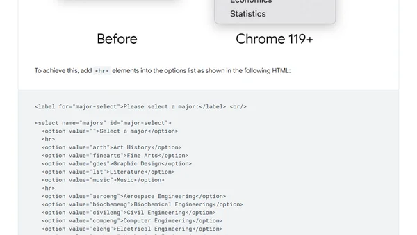 Select element: now with horizontal rules
