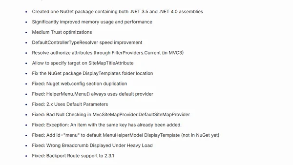 Just released: MvcSiteMapProvider 3.1.0 RC