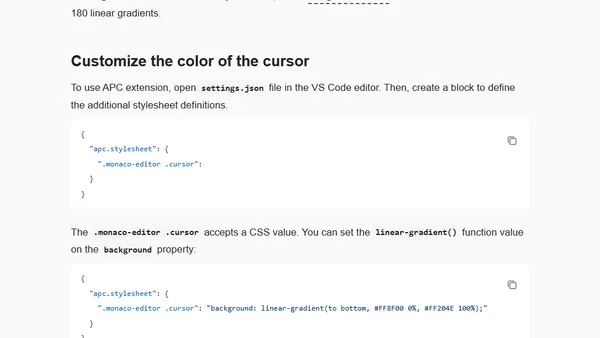 Change cursor color in VS Code to use a linear gradient