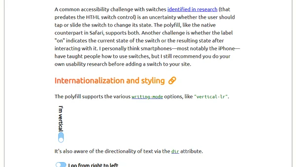 A polyfill for the HTML switch element