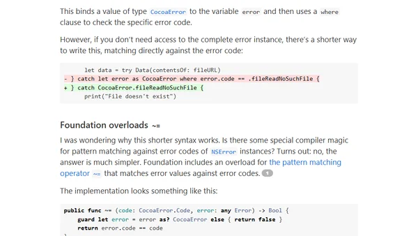 Pattern matching on error codes
