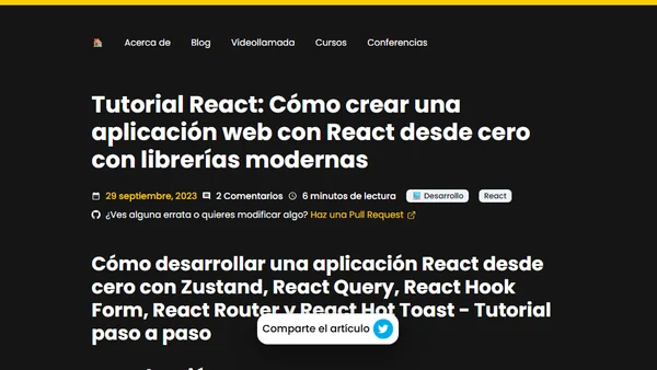 Tutorial React: Cómo crear una aplicación web con React desde cero con librerías modernas
