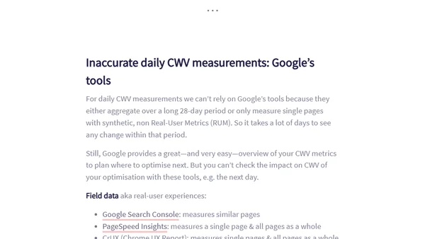 Accurate Daily Measurements of Core Web Vitals with Google Analytics
