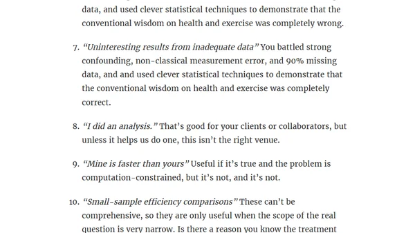 Some failure modes of statistics research talks