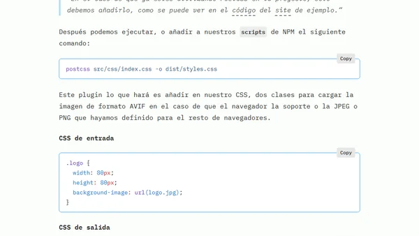 AVIF in CSS con PostCSS