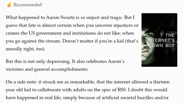🎬 The Internet's Own Boy: The Story of Aaron Swartz