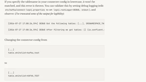 Kafka Connect JDBC - Oracle - Number of groups must be positive