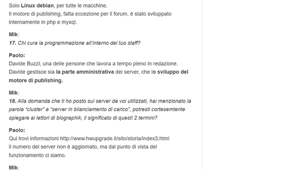 Intervista on line: Paolo Corsini di Hardware Upgrade 2