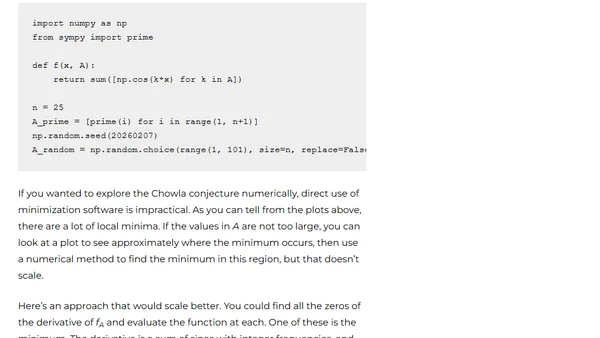 Minimum of cosine sum