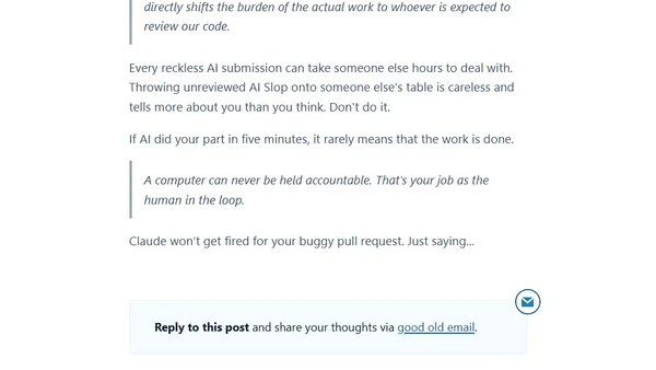 Simon Willison on delivering AI generated code (#note)
