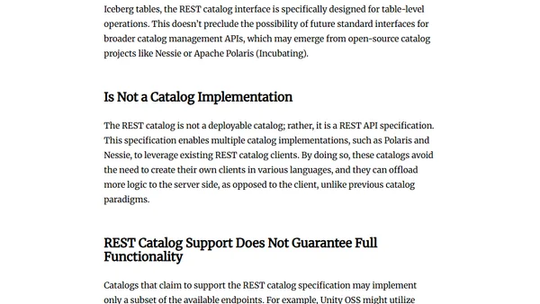What Apache Iceberg REST Catalog is and isn't