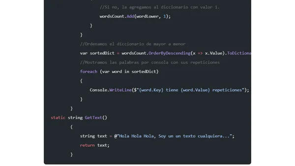 C# Contar palabras de un texto con .NET