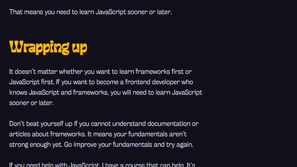 Which should you learn first? Frameworks or JavaScript?