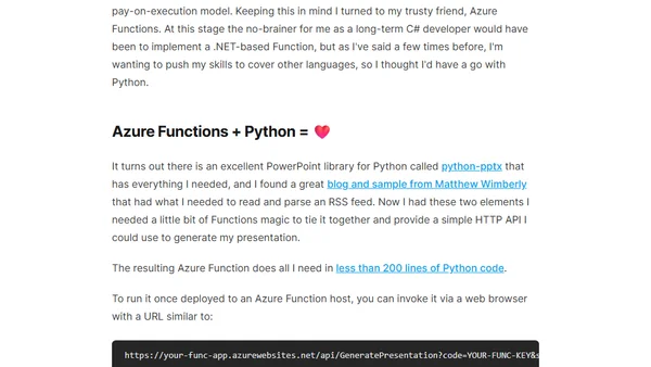 Generate a PowerPoint file using Azure Functions and Python