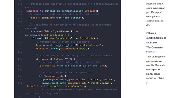 Sincronización de stock con WooCommerce