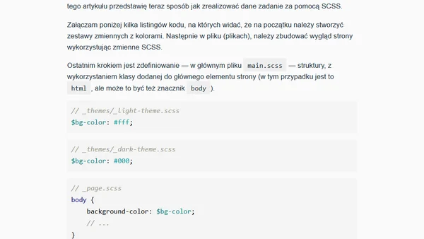Jak zmienić motyw strony za pomocą SCSS na przykładzie trybu ciemnego?